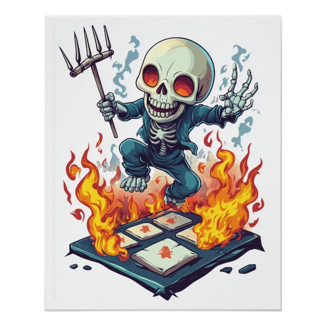 Poster Marelle d'enfer - Crâne de démon drôle (Devant)