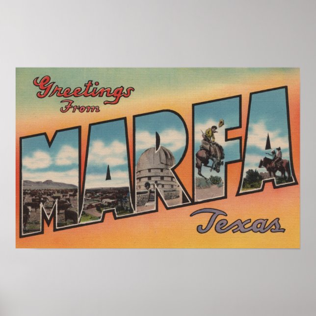 Poster Marfa, TexasScènes de grandes lettresMarfa, TX (Devant)