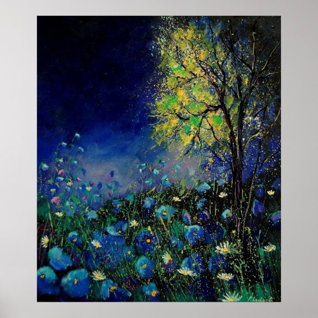 Poster marguerites bleues (Devant)