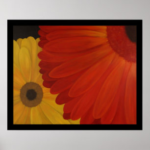 Poster Marguerites de Gerbera d'huile originale sur la