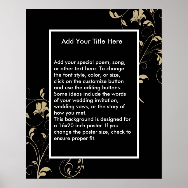 Poster Mariage Black Elegance (Devant)