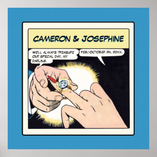 Poster Mariage Bling Style Bling Bleu