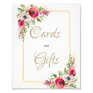 Poster Mariage Bohemian Floral Cartes et Cadeaux