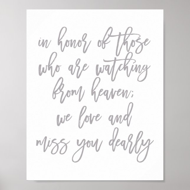 Poster Mariage Chic Lettre Manuscrite En L'absence De Pro (Devant)