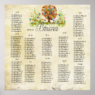 Poster Mariage d'arbre à fleurs lunaires