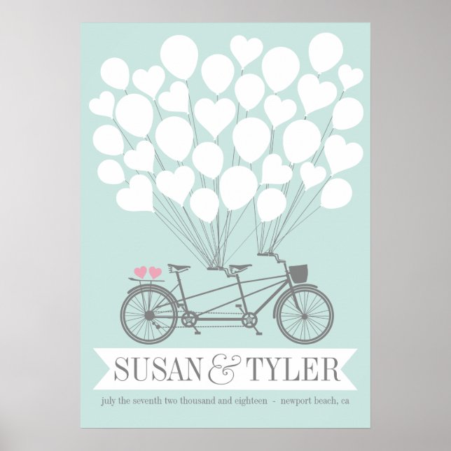 Poster Mariage de ballon à vélo - CHOISISSEZ VOTRE (Devant)