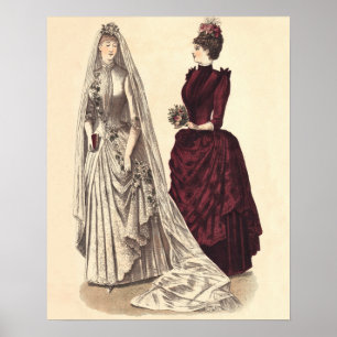 Poster Mariage de femmes de mariée vintage