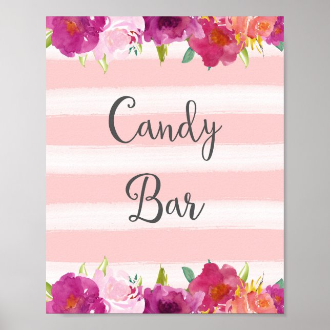 Poster Mariage de la barre de bonbons Fleurs Impri (Devant)