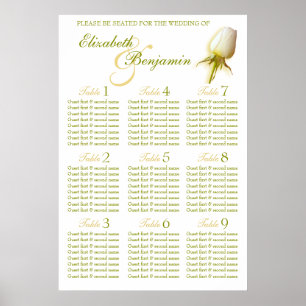 Poster Mariage de la Rose blanche Plannière de table 1-9
