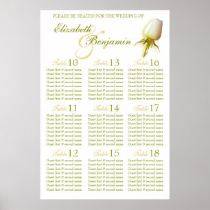 Poster Mariage de la Rose blanche Plannière de table d'as