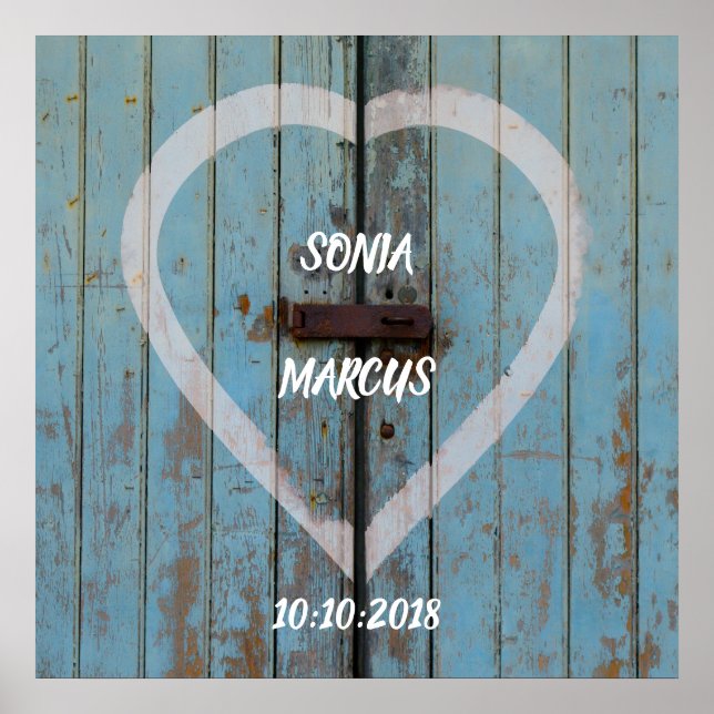 Poster Mariage de porte de la grange rustique (Devant)