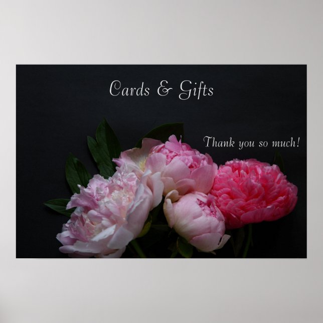 Poster mariage de quatre pivoines roses (Devant)