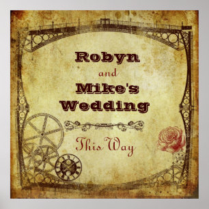 Poster Mariage de Steampunk victorien : This Way Sign