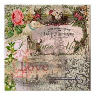 Poster Mariage élégant Mariage Vintage Antique Vintage