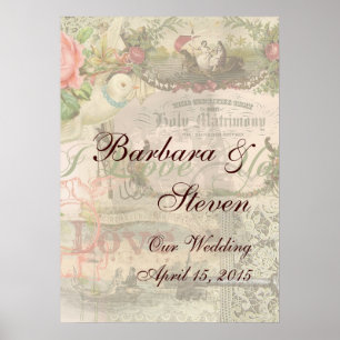 Poster Mariage Élégant Vintage Antique Mariage Antique