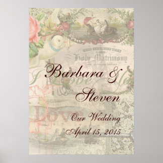 Poster Mariage Élégant Vintage Antique Mariage Antique