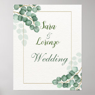 Poster Mariage Eucalyptus Aquarelle Verdure