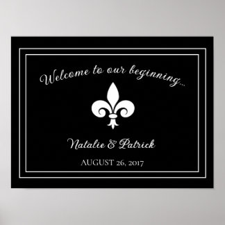 Poster Mariage Fleur de Lis noir
