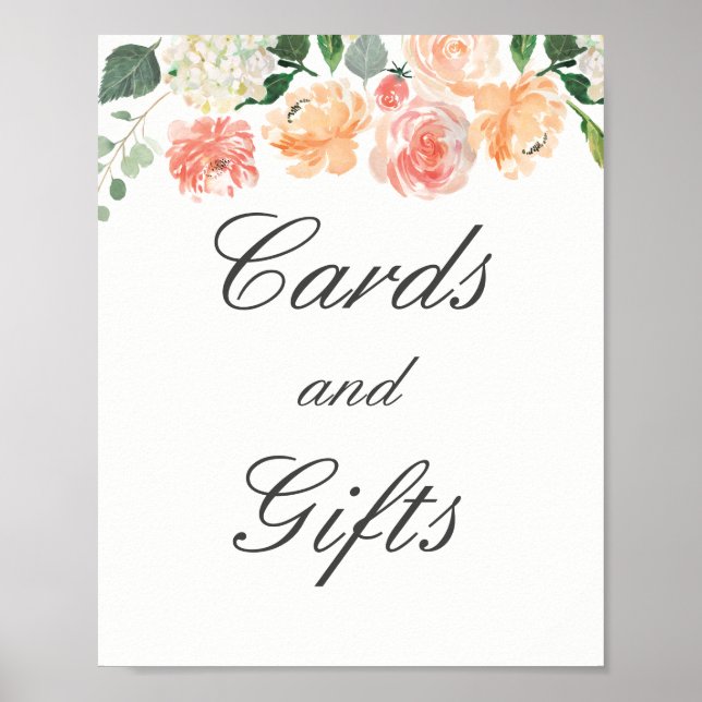 Poster Mariage Floral Peach Cartes Et Cadeaux (Devant)