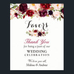 Poster Mariage floral rustique Bourgogne en faveur du Mer<br><div class="desc">Rustique Bourgogne Floral Wedding Favors Merci Sign Poster (1) La taille par défaut est 8 x 10 pouces, vous pouvez la changer en une taille plus grande. (2) Pour plus de personnalisation, cliquez sur le lien "customiser plus loin" et utilisez notre outil de conception pour modifier ce modèle. (3) Si...</div>
