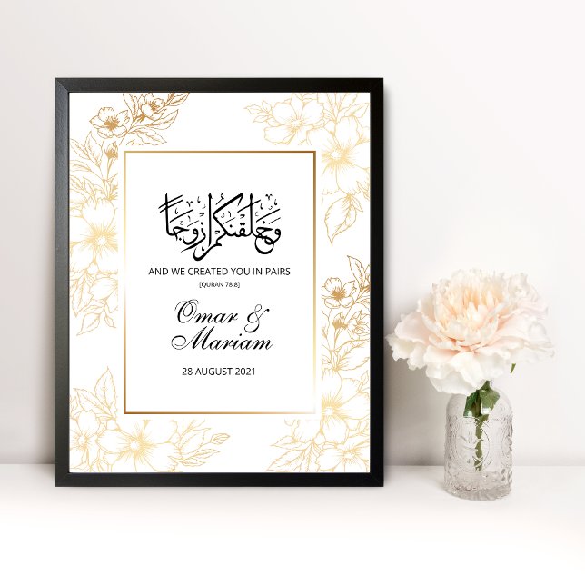 Poster Mariage Gold Floral Nikkah (Créateur téléchargé)