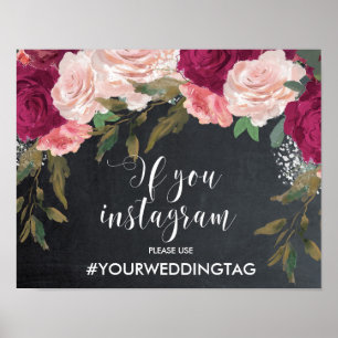 Poster mariage hashtag signe instagram