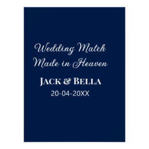 Poster Mariage Match fait au ciel mariage faveurs bleu