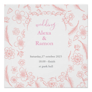 Poster mariage rose