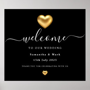 Poster Mariage simple moderne Gold Heart