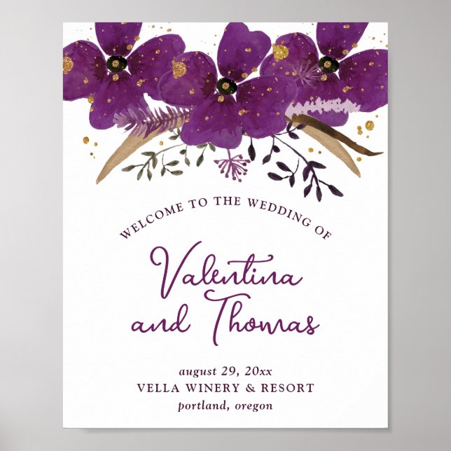 Poster Mariage violet de charme (Devant)