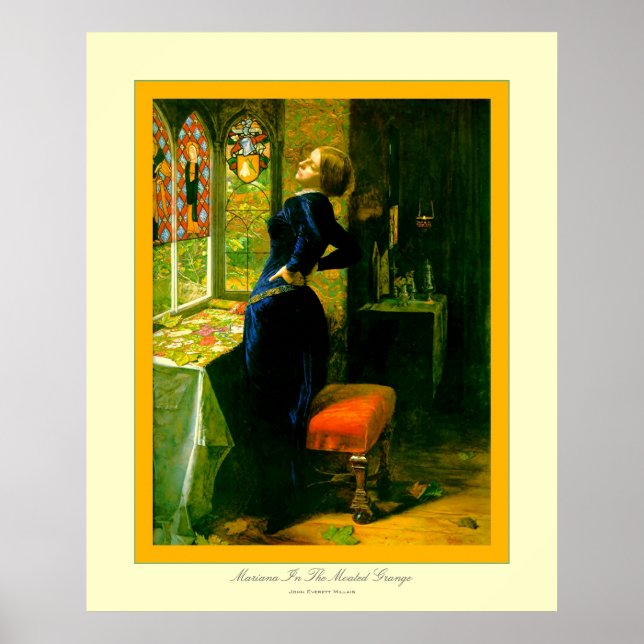 Poster Mariana Dans Le Grange Humide~John Everett Millais (Devant)