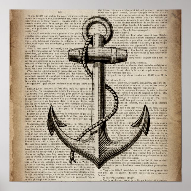 Poster marin de plage océanique ancre nautique vintage (Devant)