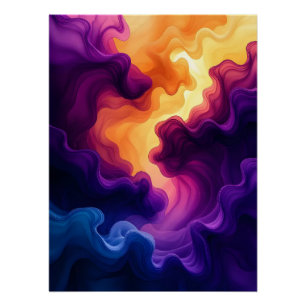 Poster Marine Abstraite, Aquarelle violette et jaune
