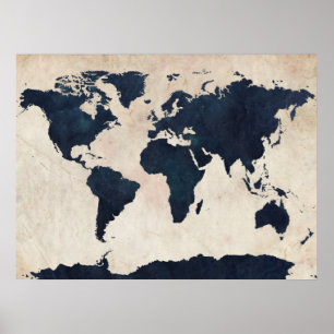 Poster Marine affligée de carte du monde