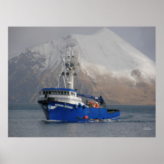 Poster Mariner nordique, Bateau de crabe en port néerland