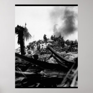 Poster Marines storm Tarawa.  Gilbert_War Image