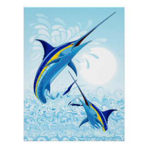 Poster Marlin Bleu Jaillissant de l'Océan