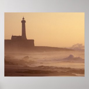 Poster Maroc, Rabat, Phare au coucher du soleil avec
