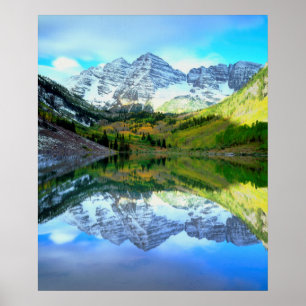 Poster Maroon Bells réfléchissant à Maroon Lake