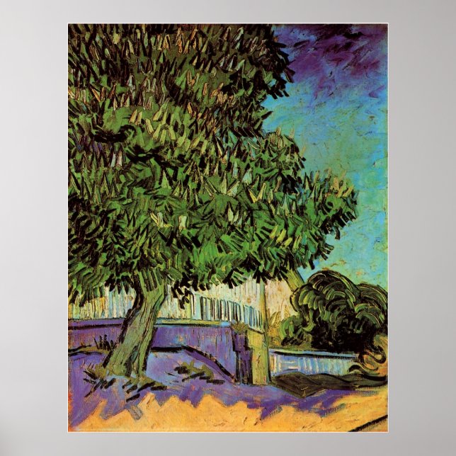 Poster Marronnier en fleurs par Vincent van Gogh (Devant)