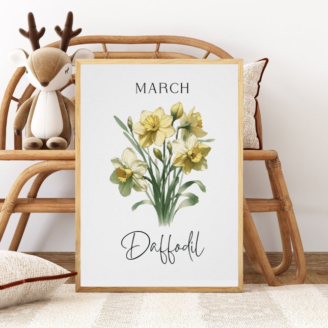 Poster Mars Mois de naissance Daffodique Floral (Créateur téléchargé)