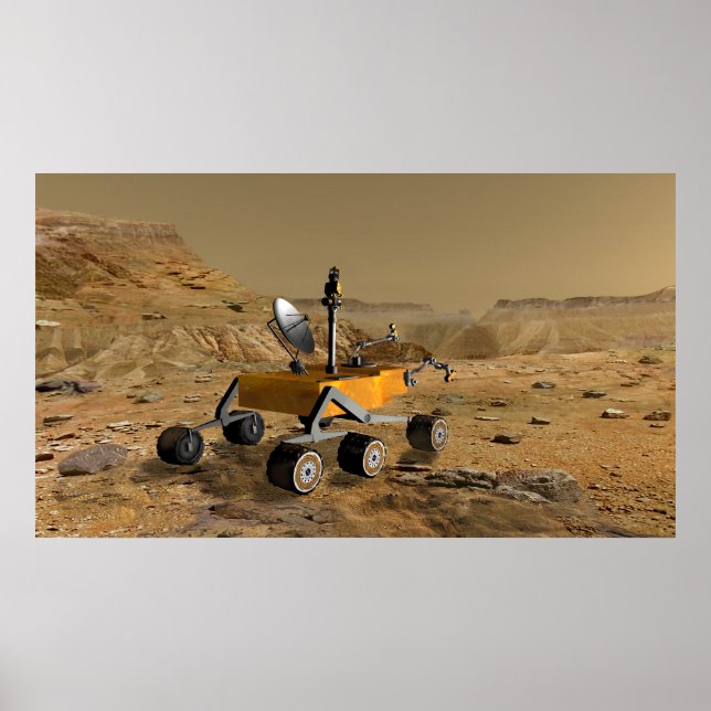 Poster Mars Science Laboratory voyage près d'un canyon (Devant)