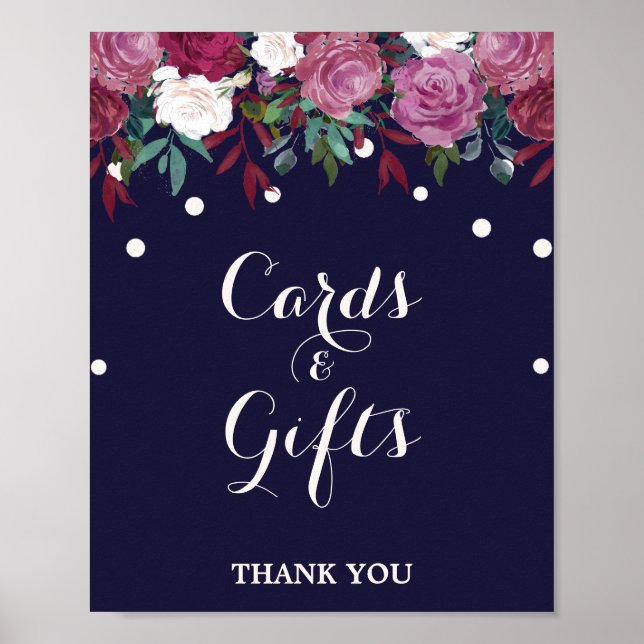 Poster Marsala & Bourgogne Floral sur Cartes & Cadeaux Na (Devant)