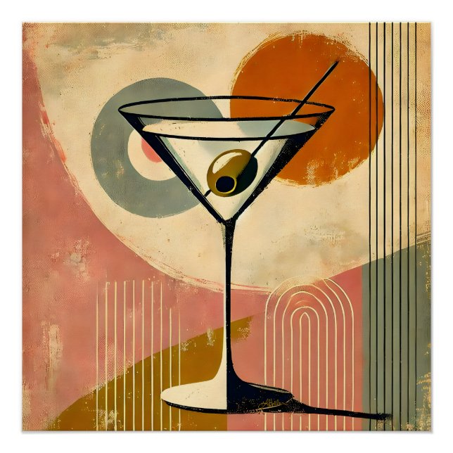 Poster Martini d'art moderne du milieu du siècle (Devant)