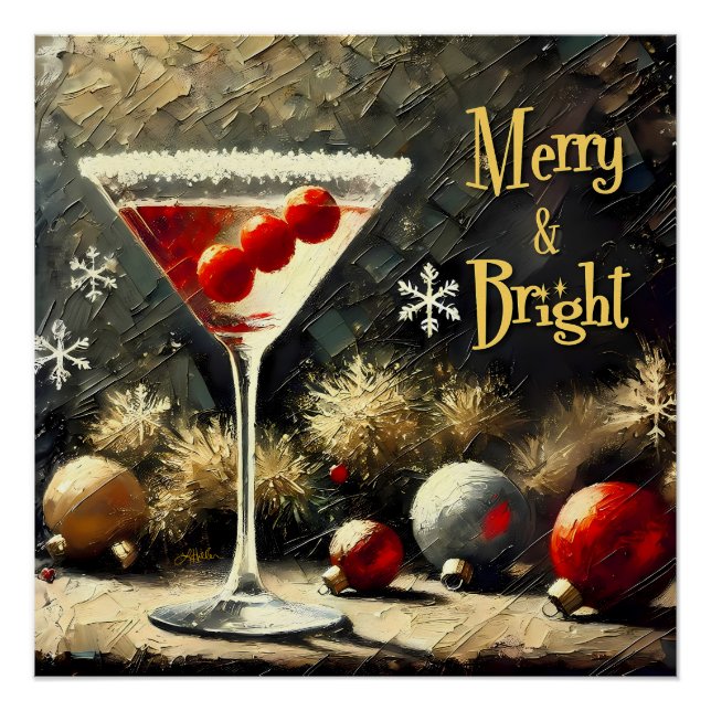Poster Martini de Noël aux triples cranberries Rétro 50 (Devant)