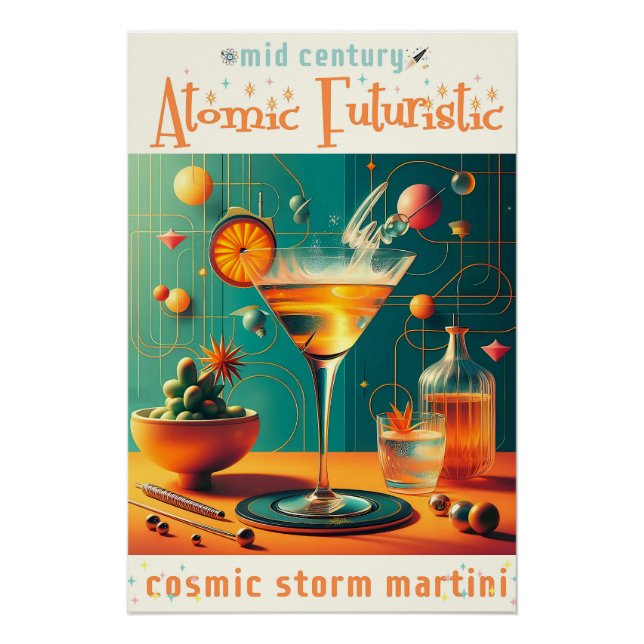 Poster Martini de tempête cosmique futuriste atomique (Devant)