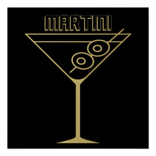 Poster Martini olive doré Mid Century Modern 2
