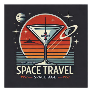 Poster Martini Space Travel 1957 Space Age Logo