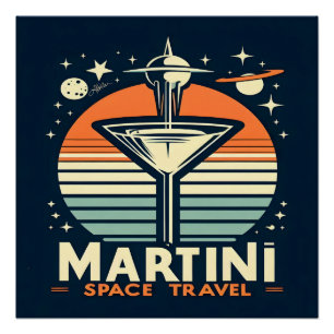 Poster Martini Space Travel Lift Off Logo