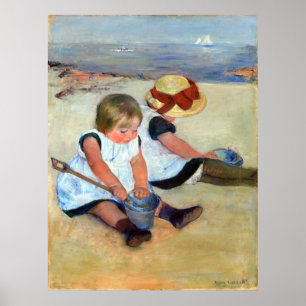 Poster Mary Cassatt Enfants jouant sur la plage
